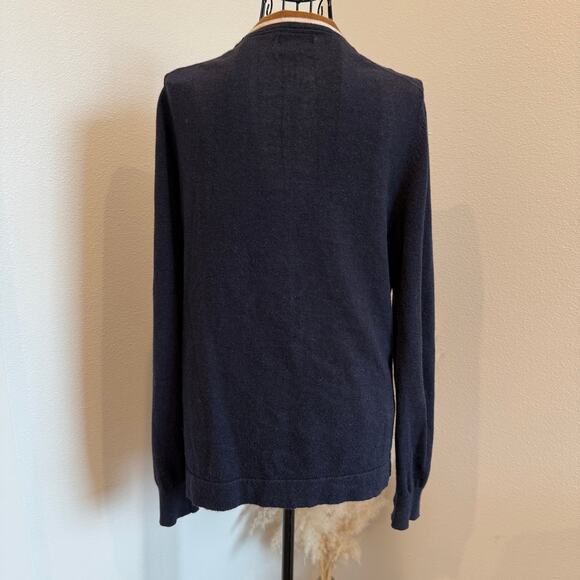 Merona Preppy Navy Button Up Cotton Cashmere Cardigan Sweater Small - Picture 3 of 7